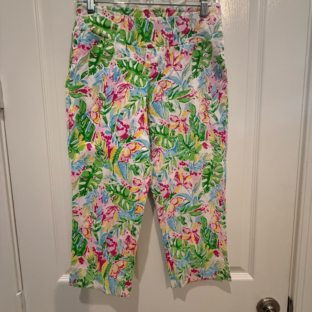 Barbara Erickson Floral Tropical Print Pants, size 2